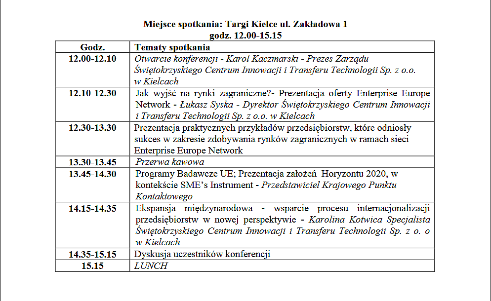 innotech 2016 - konferencja eksportowa program