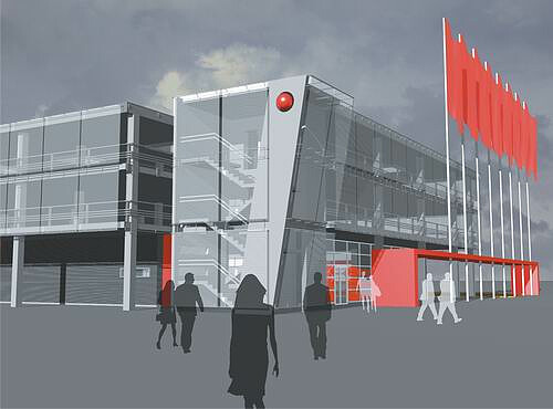 Visualisation of new hall with multilevel car-park