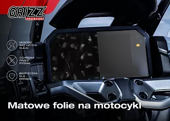 Folia matowa Grizz Protector na wyświetlacze motocykli, niweluje odciski palców, antyrefleksyjna, chroni przed rysami