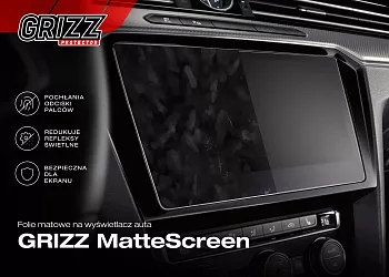 Folia matowa Grizz Protector na ekran do aut, niweluje odciski palców, antyrefleksyjna, chroni przed rysami