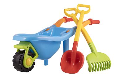 Taczka z łopatą i grabiami dużymi dwukolorowymi 