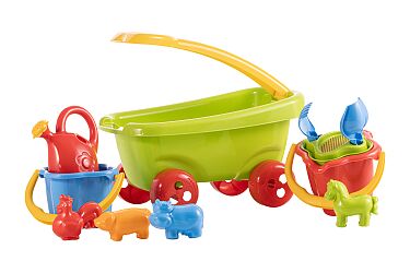 Wózek z zestawem do piasku mini - 10 elementów