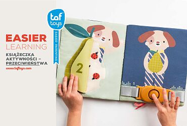 Taf Toys Fantasy Busy Book – Książeczka edukacyjna Przeciwieństwa 18m+ z zamkami, klamerkami i zabawami sensorycznymi