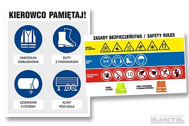 Środki ochrony indywidualnej — tablice PPP informacyjne BHP