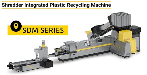 Zintegrowana maszyna do recyklingu tworzyw sztucznych z rozdrabniaczem