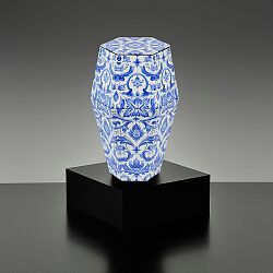 ADAMANT Urna metalowa na prochy / blue flowers / trwała elegancka urna pogrzebowa